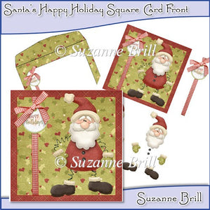 Santa's Happy Holiday Decoupage Card Front - The Printable Craft Shop