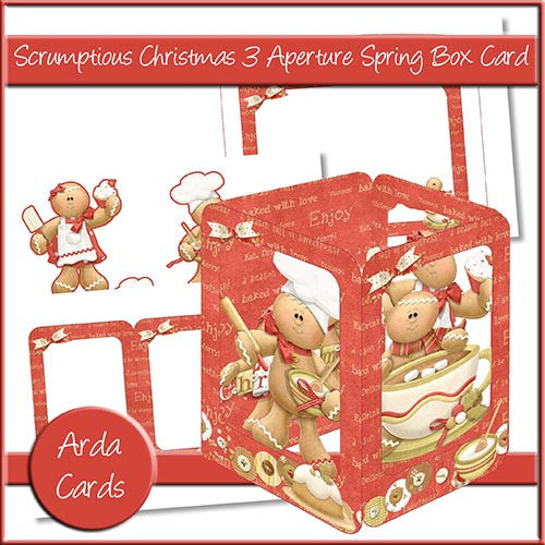 Scrumptious Christmas 3 Aperture Spring Box Card - The Printable Craft Shop