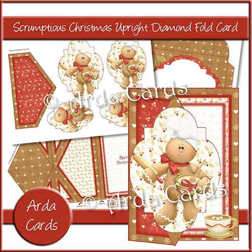 Scrumptious Christmas Upright Diamond Fold Card - The Printable Craft Shop