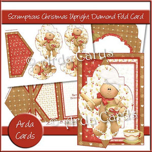 Scrumptious Christmas Upright Diamond Fold Card - The Printable Craft Shop