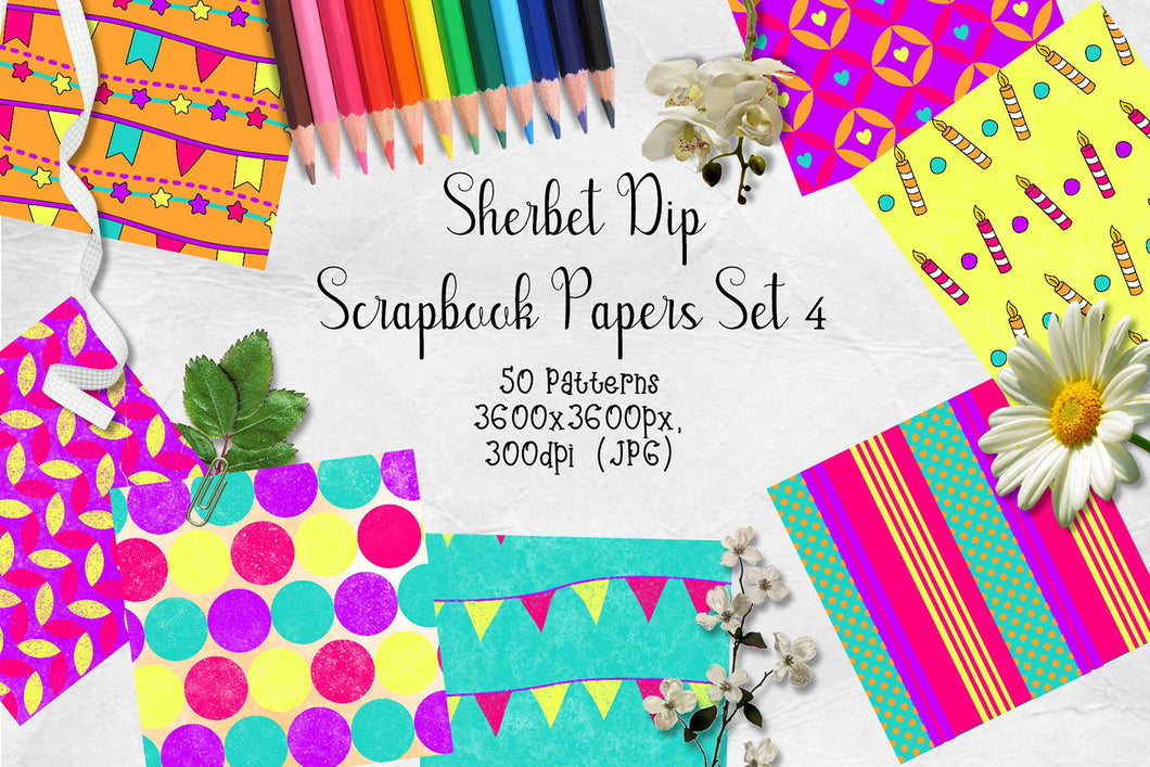 Sherbet Dip CU Scrapbook Papers Set 4