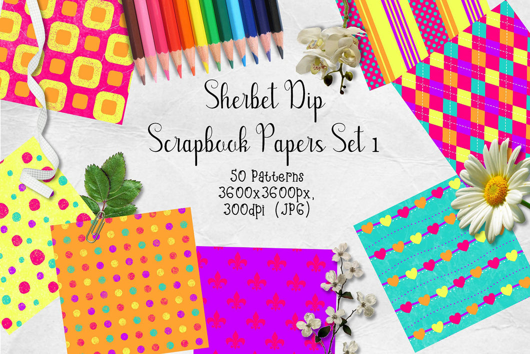 Sherbet Dip CU Scrapbook Papers Set 1