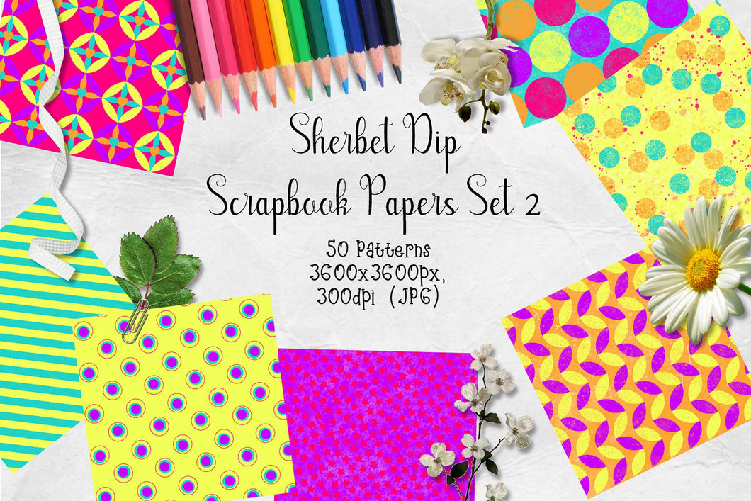 Sherbet Dip CU Scrapbook Papers Set 2