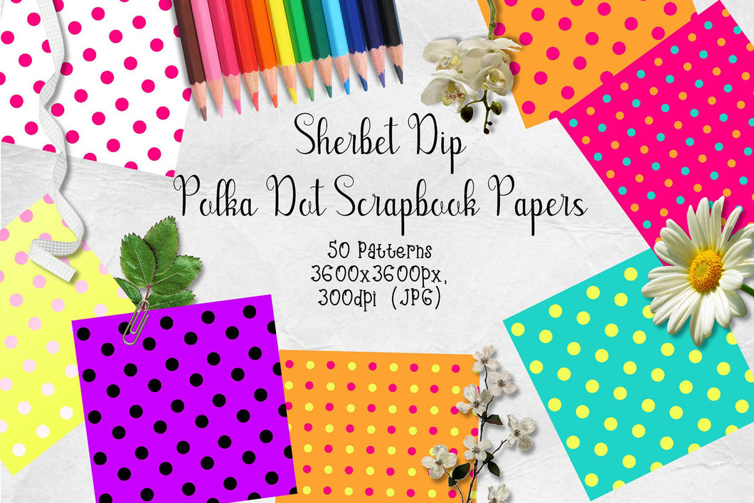 Sherbet Dip CU Scrapbook Papers - Polka Dots