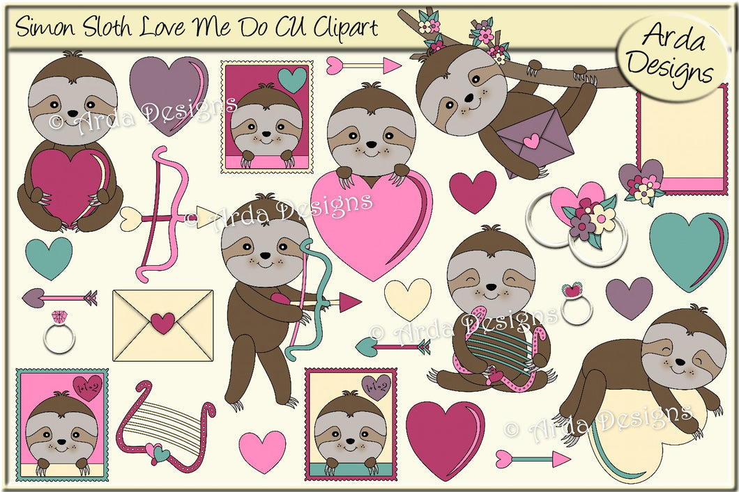 Simon Sloth Love Me Do CU Clipart