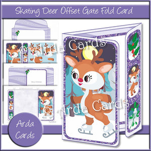 Skating Deer Offset Gate Fold Card