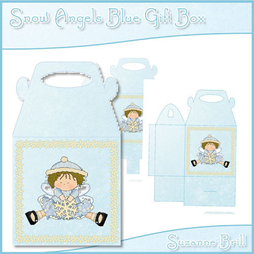 Snow Angels Blue Gift Box - The Printable Craft Shop