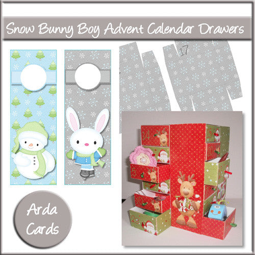 Snow Bunny Boy Advent Calendar Drawers - The Printable Craft Shop
