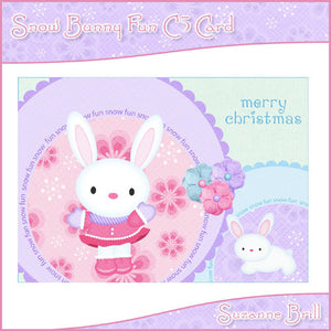 Snow Bunny Fun C5 Card - The Printable Craft Shop