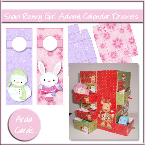 Snow Bunny Girl Advent Calendar Drawers - The Printable Craft Shop