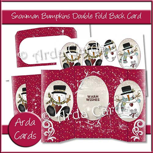 Snowman Bumpkins Double Foldback Card - The Printable Craft Shop