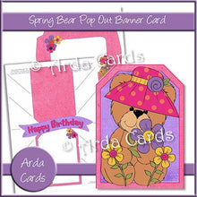 Load image into Gallery viewer, Spring Bear Printable Pop Out Banner Card - The Printable Craft Shop
