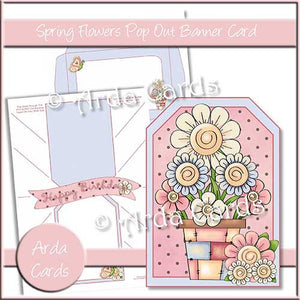 Spring Flowers Printable Pop Out Banner Card - The Printable Craft Shop