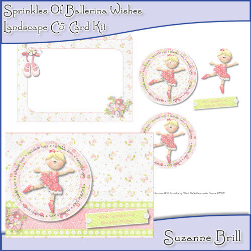 Sprinkles Of Ballerina Wishes Landscape C5 Card - The Printable Craft Shop