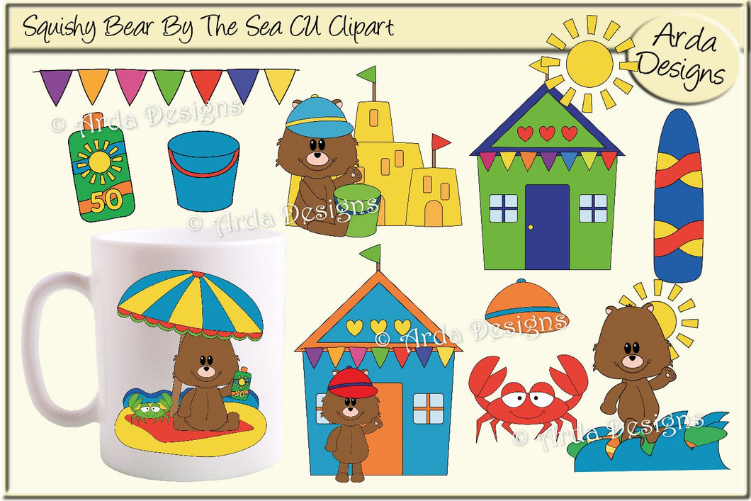 Squishy Bear By The Sea CU Clipart