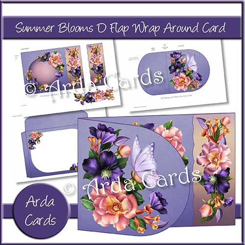 Summer Blooms Printable D Flap Wrap Around Card - The Printable Craft Shop - 1
