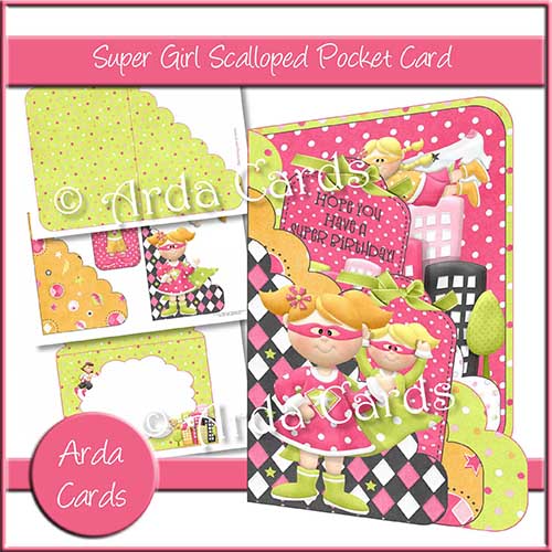 Super Girl Scalloped Pocket Card