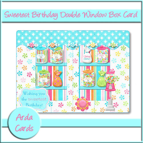 Sweetest Birthday Double Window Box Card - The Printable Craft Shop