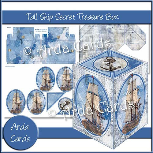Tall Ship Secret Treasure Box - The Printable Craft Shop