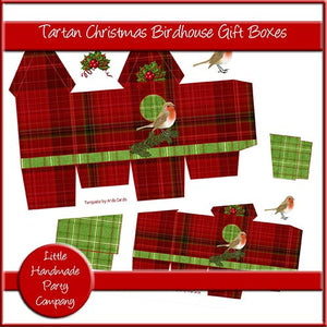Tartan Christmas Birdhouse Boxes - The Printable Craft Shop