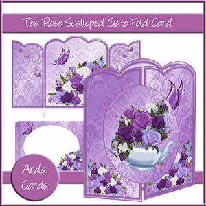 Tea Rose Scalloped Gatefold Card - The Printable Craft Shop