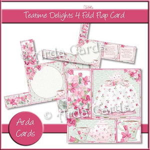 Teatime Delights 4 Fold Flap Card - The Printable Craft Shop - 1
