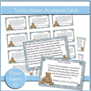 Teddy Autism Awareness Cards - The Printable Craft Shop