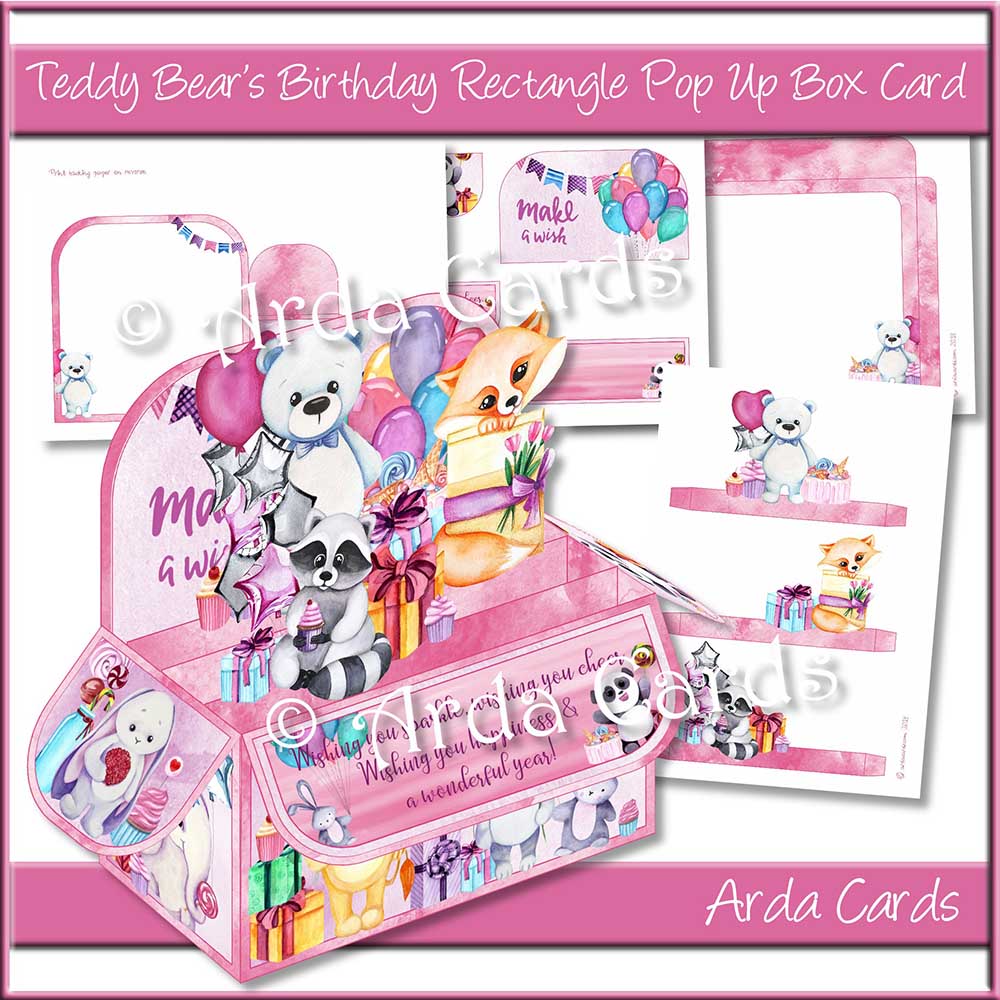 Teddy Bear's Birthday Rectangle Pop Up Box Card