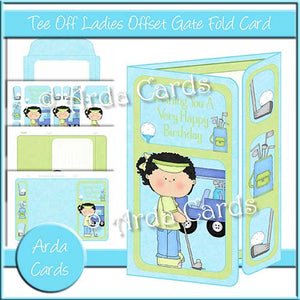 Tee Off Ladies Offset Gate Fold Card - The Printable Craft Shop