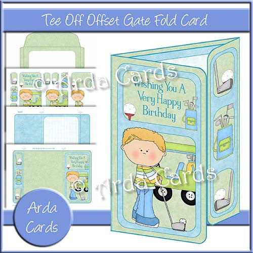 Tee Off Offset Gate Fold Card - The Printable Craft Shop