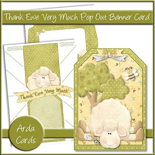 Thank Ewe Very Much Pop Out Banner Card - The Printable Craft Shop