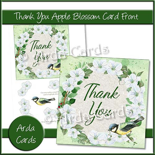 Thank You Apple Blossom Card Front - The Printable Craft Shop