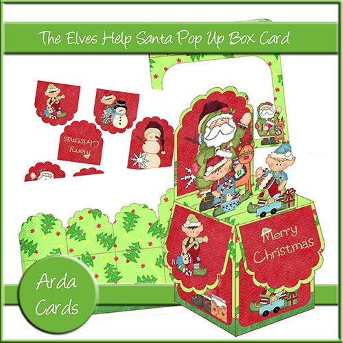 The Elves Help Santa Pop Up Box Card - The Printable Craft Shop