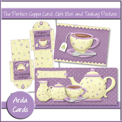 The Perfect Cuppa Card, Gift Box And Teabag Pockets - The Printable Craft Shop