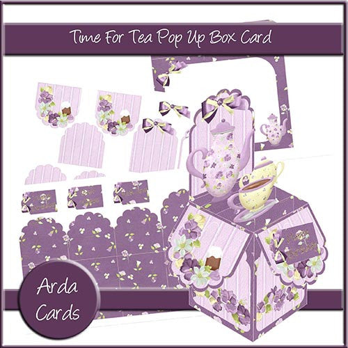 Time For Tea Printable Pop Up Box Card Kit - The Printable Craft Shop