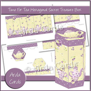 Time For Tea Hexagonal Secret Treasure Box - The Printable Craft Shop
