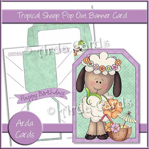 Tropical Sheep Printable Pop Out Banner Card - The Printable Craft Shop