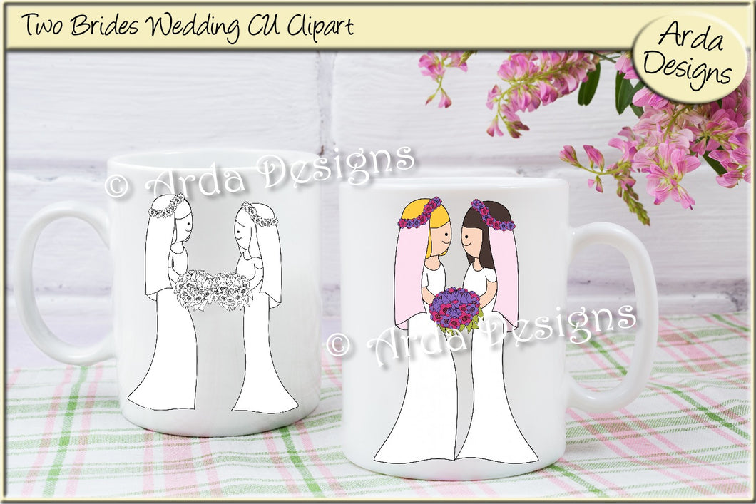 Two Brides Wedding Clipart