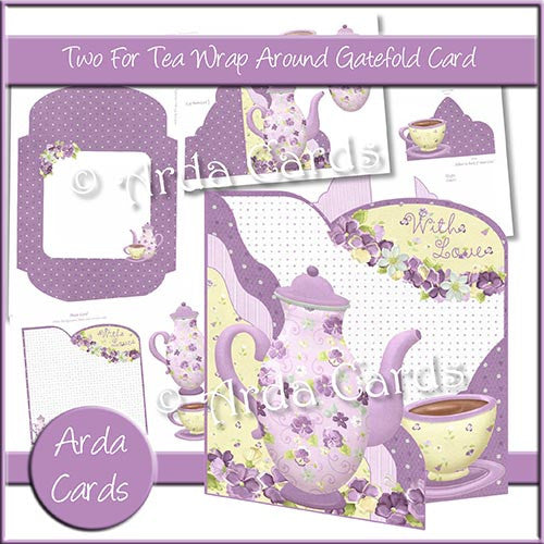 Two For Tea Wrap Around Gatefold Card - The Printable Craft Shop