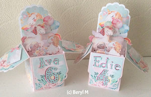 pop up box printables with unicorn designs and personalisation
