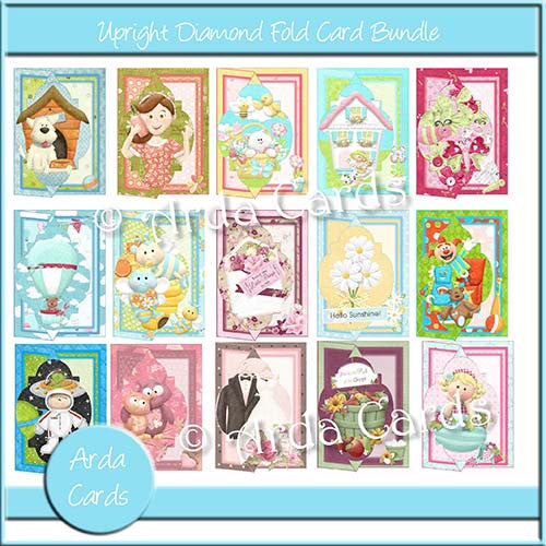 Upright Diamond Fold Card Bundle - The Printable Craft Shop