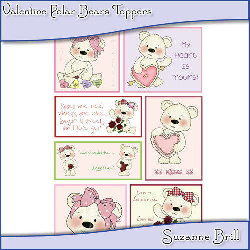 Valentine Polar Bears Toppers - The Printable Craft Shop
