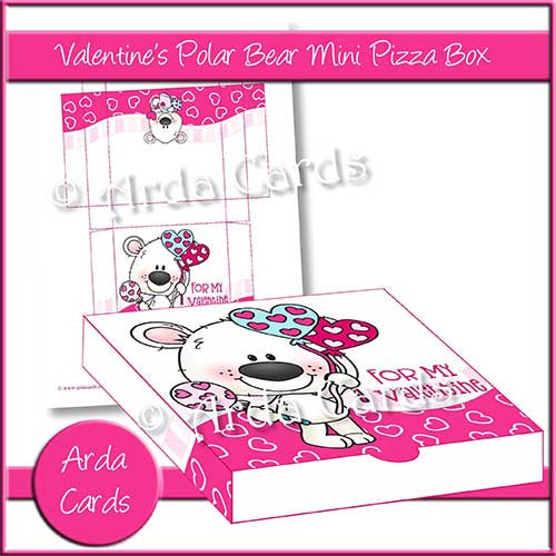 Free Printable Mini Pizza Box Valentines Polar Bear 