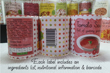Load image into Gallery viewer, Vegan &amp; Gluten Free Tinned Food Labels For Role Play Part 1