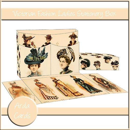 Victorian Fashion Ladies Stationery Box - The Printable Craft Shop