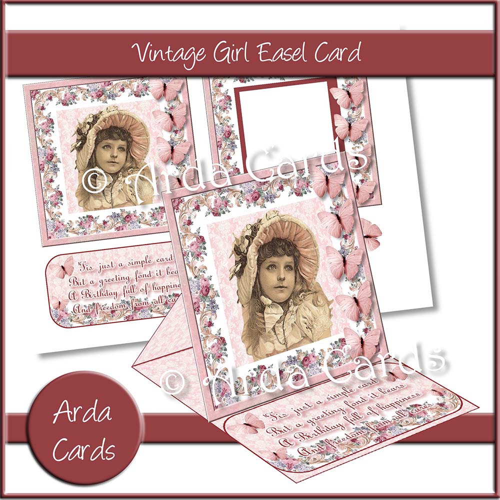 Vintage Girl Easel Card