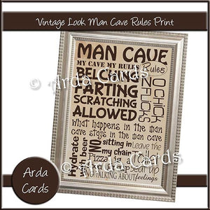 Vintage Look Man Cave Rules Print - The Printable Craft Shop