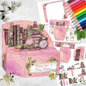 Vintage Books Hexagonal Pop Up Box Card