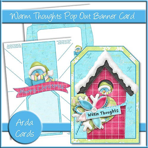 Warm Thoughts Pop Out Banner Card - The Printable Craft Shop