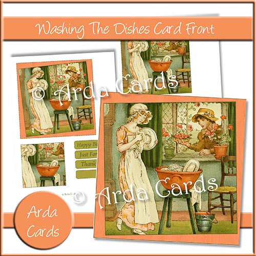 Washing The Dishes Card Front - The Printable Craft Shop